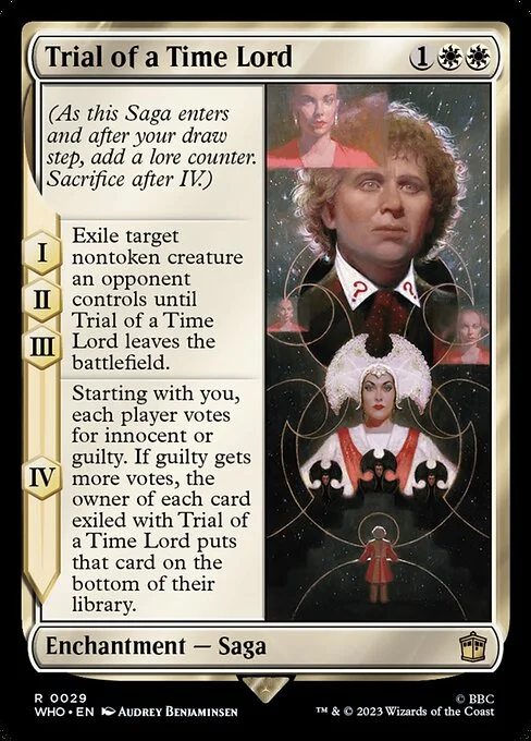 Trial of a Time Lord, carta Magic di tipo Enchantment — Saga illustrata da Audrey Benjaminsen