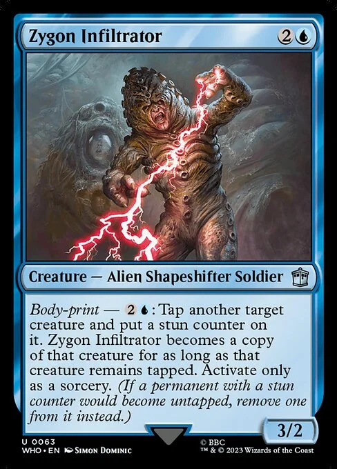 Zygon Infiltrator, carta Magic di tipo Creature — Alien Shapeshifter Soldier illustrata da Simon Dominic