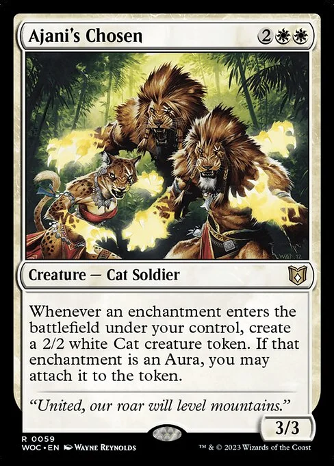 Ajani's Chosen, carta Magic di tipo Creature — Cat Soldier illustrata da Wayne Reynolds