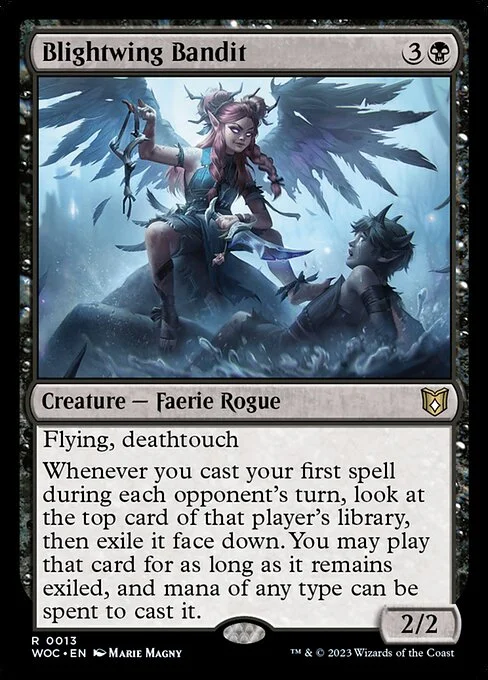 Blightwing Bandit, carta Magic di tipo Creature — Faerie Rogue illustrata da Marie Magny