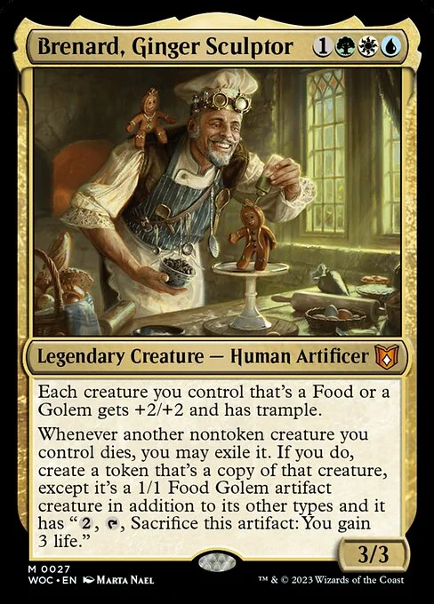 Brenard, Ginger Sculptor, carta Magic di tipo Legendary Creature — Human Artificer illustrata da Marta Nael