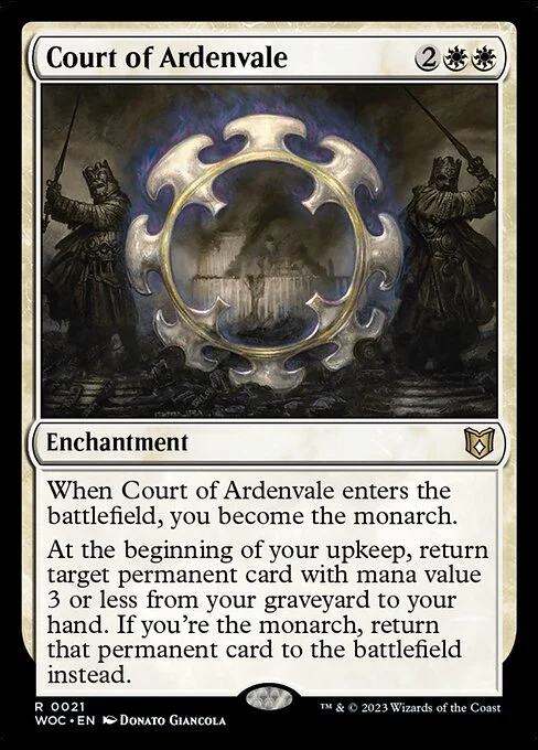 Court of Ardenvale, carta Magic di tipo Enchantment illustrata da Donato Giancola