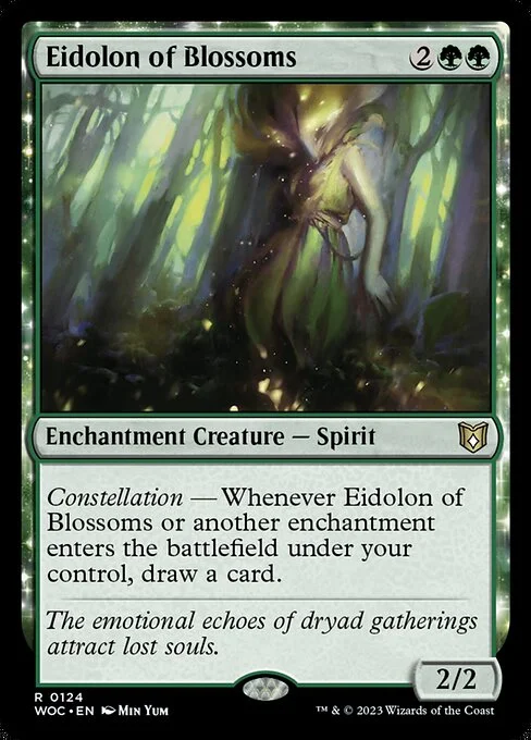 Eidolon of Blossoms, carta Magic di tipo Enchantment Creature — Spirit illustrata da Min Yum