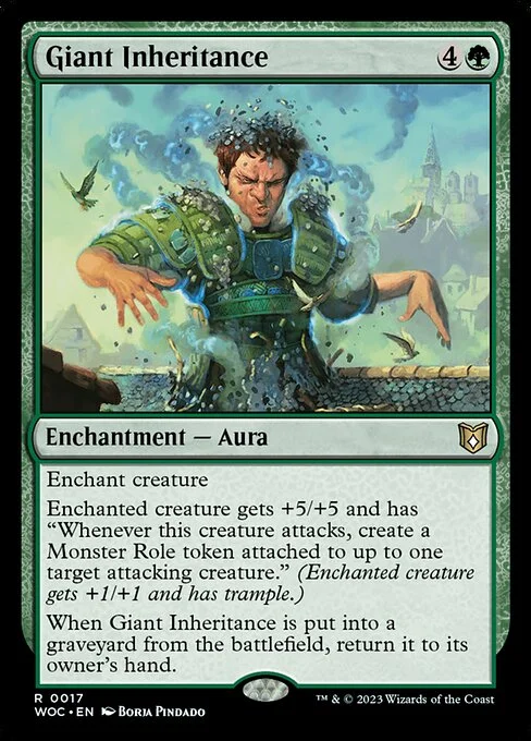 Giant Inheritance, carta Magic di tipo Enchantment — Aura illustrata da Borja Pindado