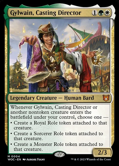 Gylwain, Casting Director, carta Magic di tipo Legendary Creature — Human Bard illustrata da Aurore Folny