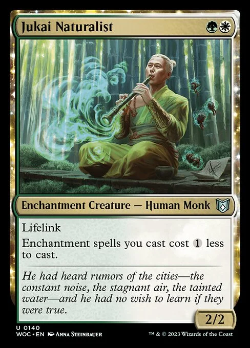Jukai Naturalist, carta Magic di tipo Enchantment Creature — Human Monk illustrata da Anna Steinbauer