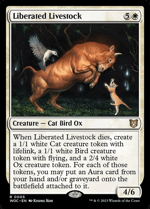 Liberated Livestock, carta Magic di tipo Creature — Cat Bird Ox illustrata da Kisung Koh