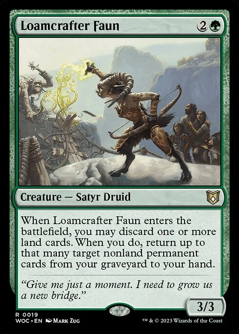 Loamcrafter Faun, carta Magic di tipo Creature — Satyr Druid illustrata da Mark Zug