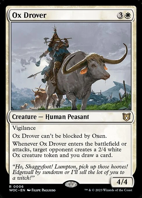 Ox Drover, carta Magic di tipo Creature — Human Peasant illustrata da Filipe Pagliuso
