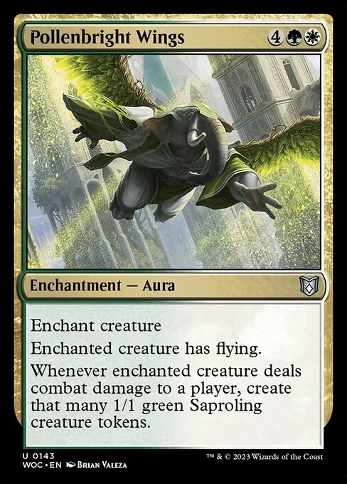 Pollenbright Wings, carta Magic di tipo Enchantment — Aura illustrata da Brian Valeza