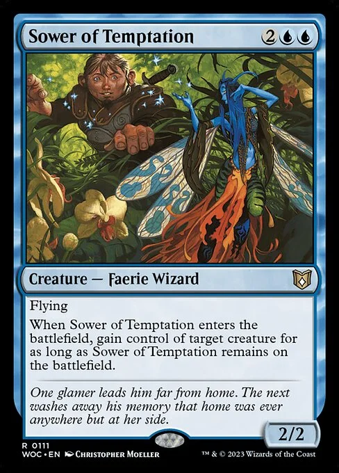 Sower of Temptation, carta Magic di tipo Creature — Faerie Wizard illustrata da Christopher Moeller
