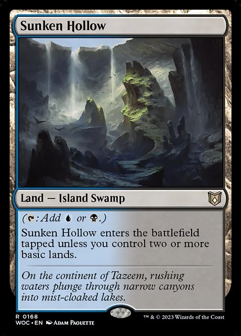 Sunken Hollow, carta Magic di tipo Land — Island Swamp illustrata da Adam Paquette