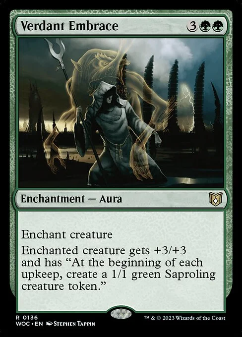 Verdant Embrace, carta Magic di tipo Enchantment — Aura illustrata da Stephen Tappin