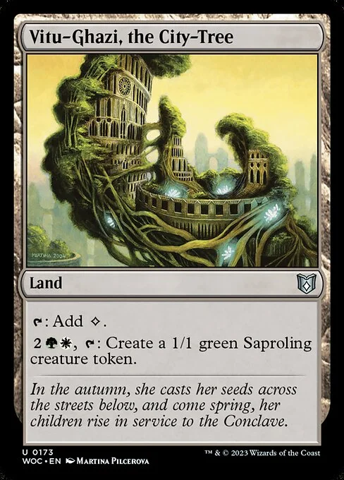 Vitu-Ghazi, the City-Tree, carta Magic di tipo Land illustrata da Martina Pilcerova