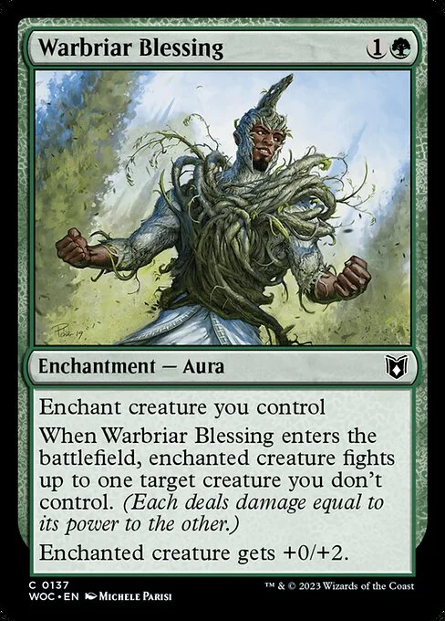 Warbriar Blessing, carta Magic di tipo Enchantment — Aura illustrata da Michele Parisi