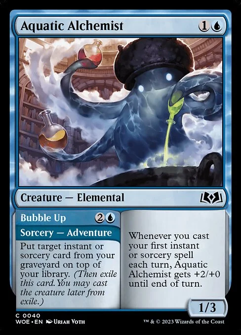 Aquatic Alchemist // Bubble Up, carta Magic di tipo Creature — Elemental // Sorcery — Adventure illustrata da Uriah Voth