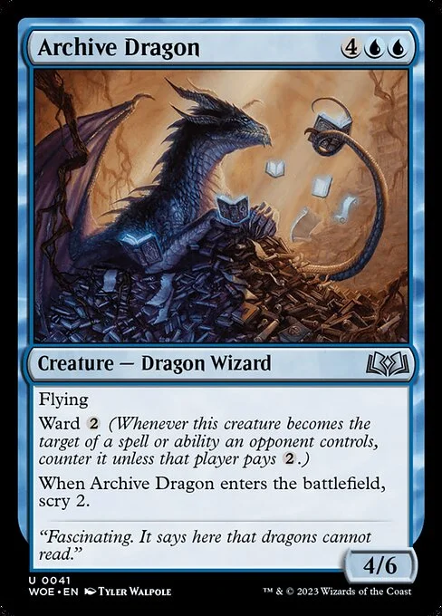 Archive Dragon, carta Magic di tipo Creature — Dragon Wizard illustrata da Tyler Walpole