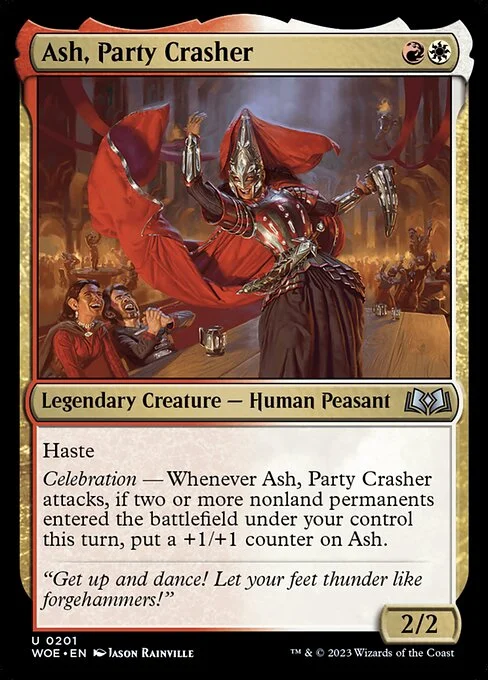 Ash, Party Crasher, carta Magic di tipo Legendary Creature — Human Peasant illustrata da Jason Rainville
