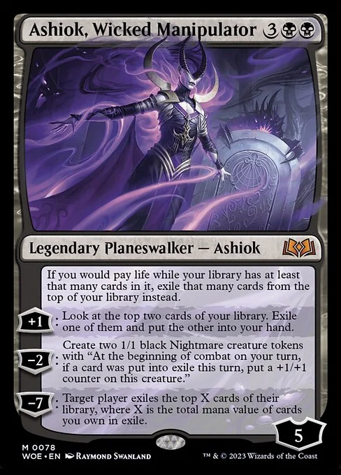 Ashiok, Wicked Manipulator, carta Magic di tipo Legendary Planeswalker — Ashiok illustrata da Raymond Swanland