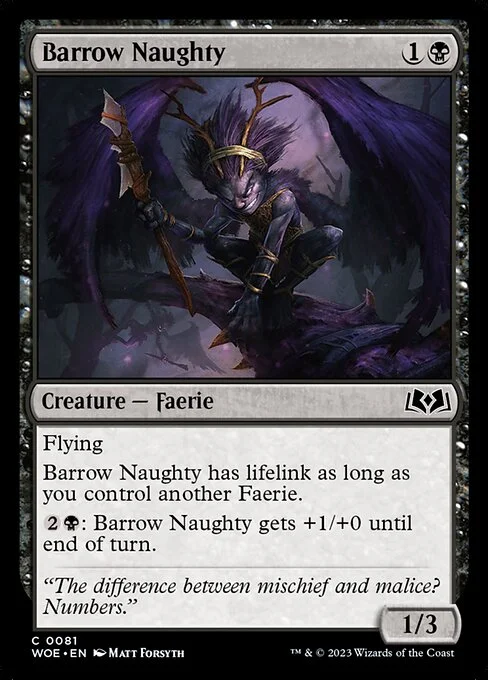 Barrow Naughty, carta Magic di tipo Creature — Faerie illustrata da Matt Forsyth