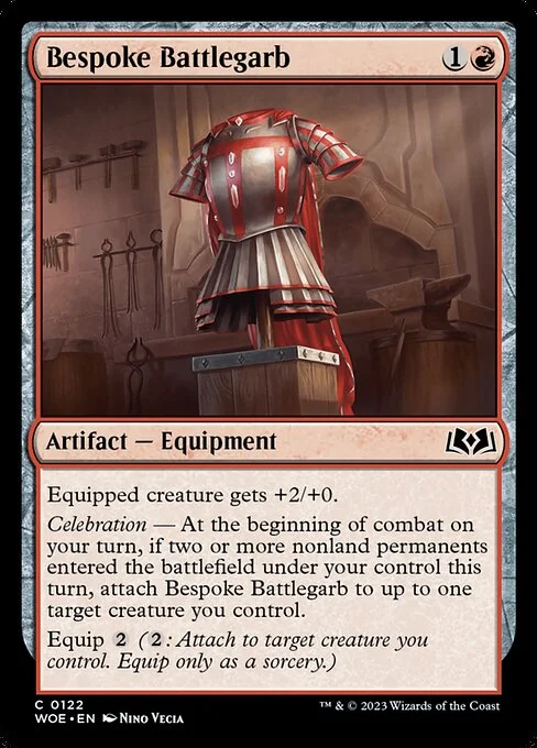 Bespoke Battlegarb, carta Magic di tipo Artifact — Equipment illustrata da Nino Vecia