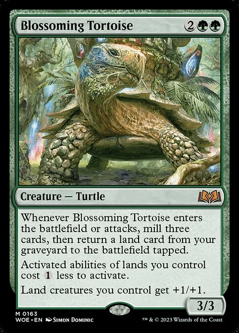 Blossoming Tortoise, carta Magic di tipo Creature — Turtle illustrata da Simon Dominic