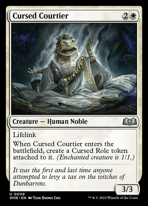 Cursed Courtier, carta Magic di tipo Creature — Human Noble illustrata da Tuan Duong Chu