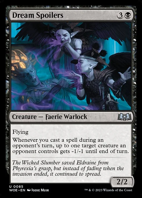 Dream Spoilers, carta Magic di tipo Creature — Faerie Warlock illustrata da Jodie Muir
