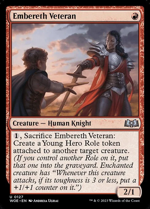 Embereth Veteran, carta Magic di tipo Creature — Human Knight illustrata da Andreia Ugrai