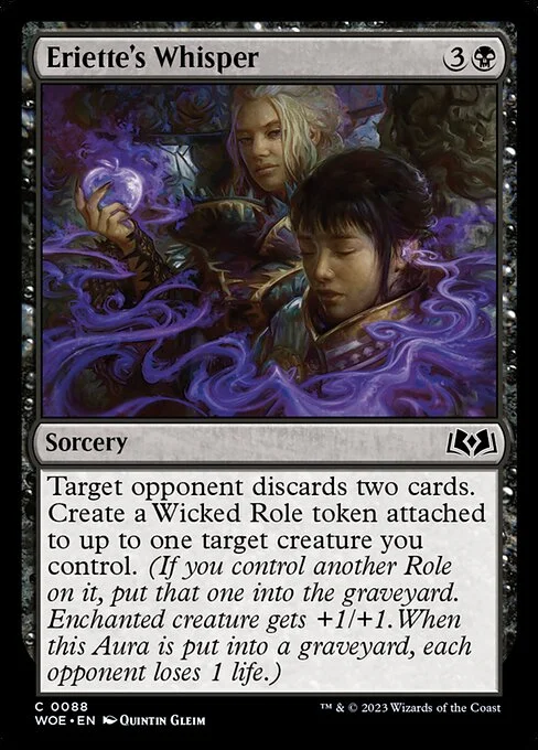 Eriette's Whisper, carta Magic di tipo Sorcery illustrata da Quintin Gleim