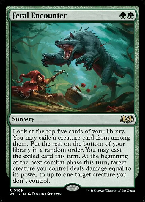 Feral Encounter, carta Magic di tipo Sorcery illustrata da Fajareka Setiawan