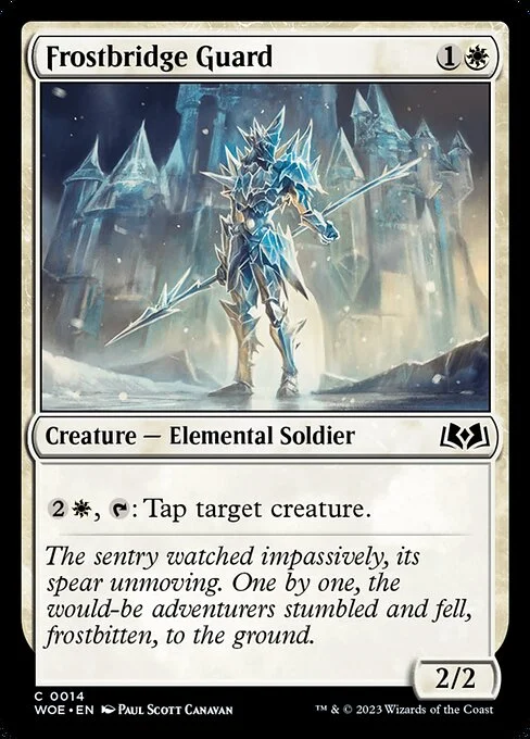 Frostbridge Guard, carta Magic di tipo Creature — Elemental Soldier illustrata da Paul Scott Canavan