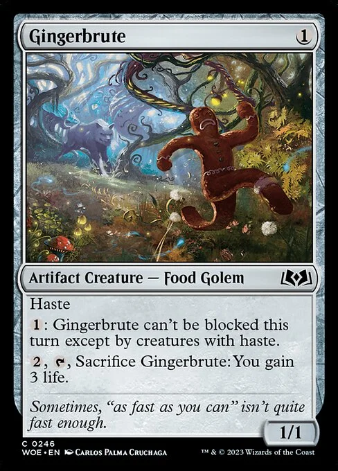 Gingerbrute, carta Magic di tipo Artifact Creature — Food Golem illustrata da Carlos Palma Cruchaga