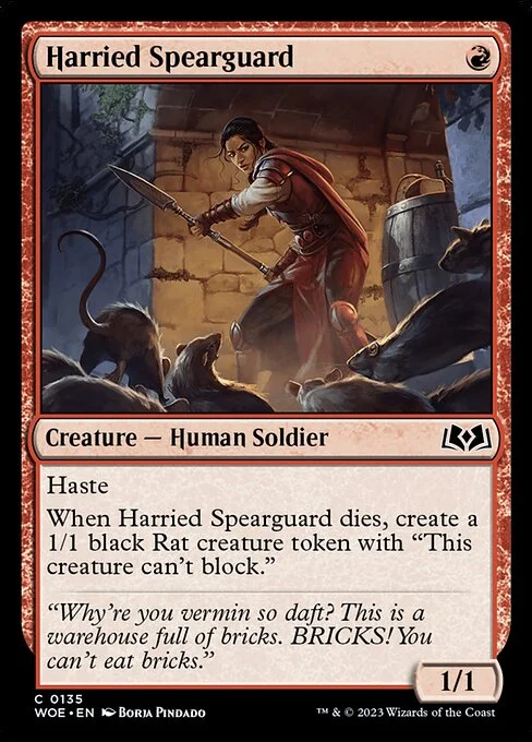 Harried Spearguard, carta Magic di tipo Creature — Human Soldier illustrata da Borja Pindado