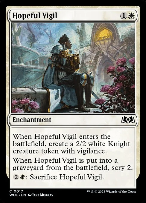 Hopeful Vigil, carta Magic di tipo Enchantment illustrata da Jake Murray