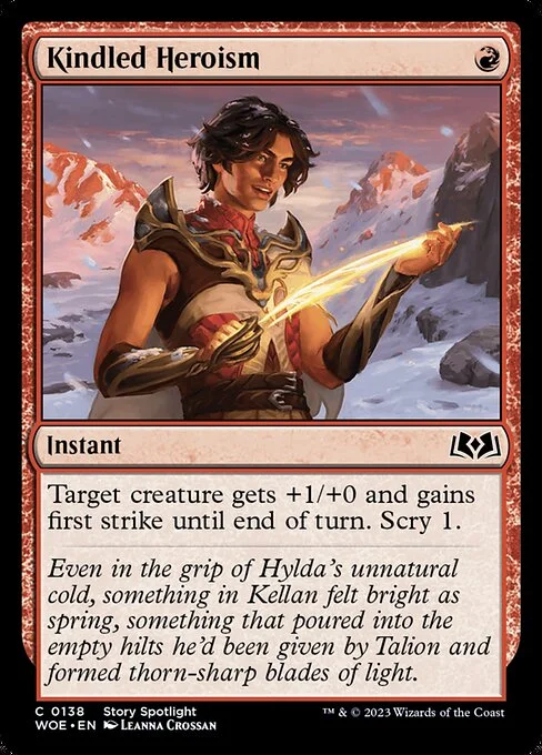 Kindled Heroism, carta Magic di tipo Instant illustrata da Leanna Crossan