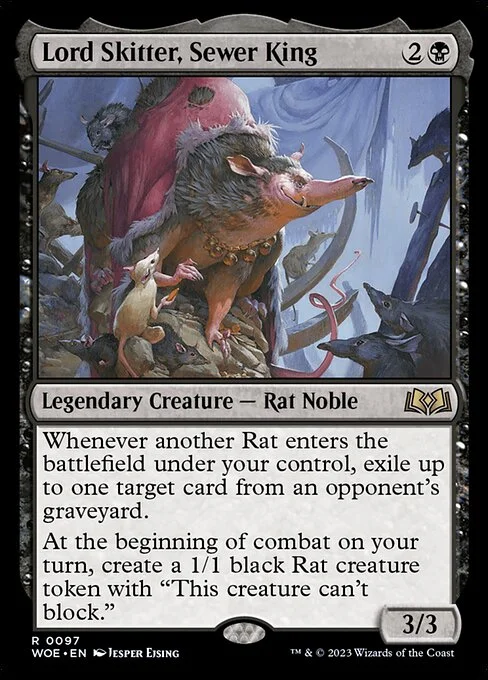 Lord Skitter, Sewer King, carta Magic di tipo Legendary Creature — Rat Noble illustrata da Jesper Ejsing