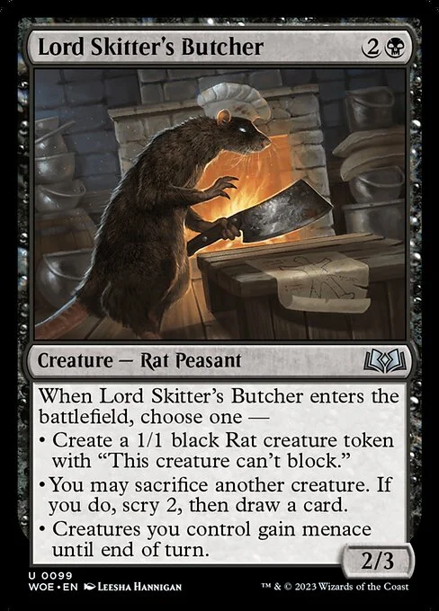 Lord Skitter's Butcher, carta Magic di tipo Creature — Rat Peasant illustrata da Leesha Hannigan