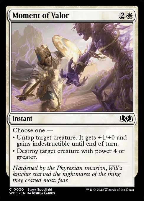 Moment of Valor, carta Magic di tipo Instant illustrata da Joshua Cairos