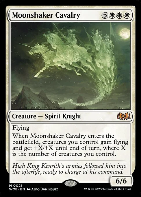 Moonshaker Cavalry, carta Magic di tipo Creature — Spirit Knight illustrata da Aldo Domínguez