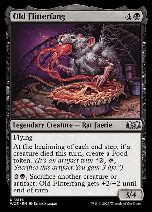 Old Flitterfang, carta Magic di tipo Legendary Creature — Rat Faerie illustrata da Chris Seaman