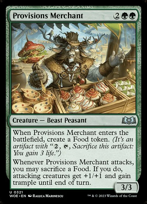 Provisions Merchant, carta Magic di tipo Creature — Beast Peasant illustrata da Raluca Marinescu