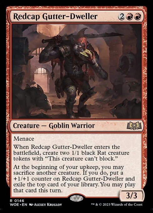 Redcap Gutter-Dweller, carta Magic di tipo Creature — Goblin Warrior illustrata da Alexey Kruglov