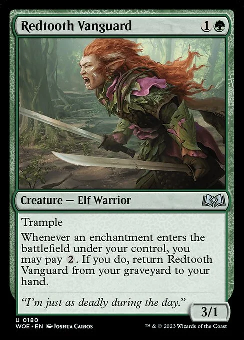 Redtooth Vanguard, carta Magic di tipo Creature — Elf Warrior illustrata da Joshua Cairos