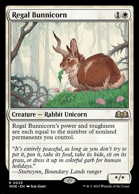 Regal Bunnicorn, carta Magic di tipo Creature — Rabbit Unicorn illustrata da Ilse Gort