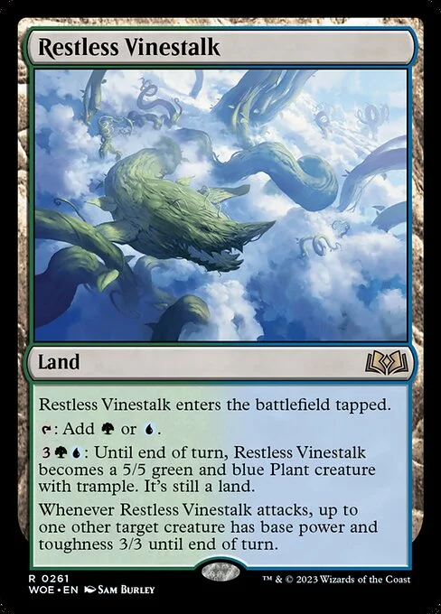 Restless Vinestalk, carta Magic di tipo Land illustrata da Sam Burley