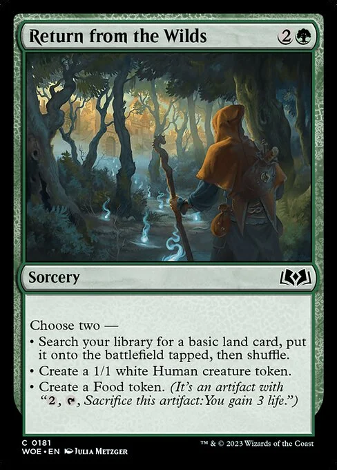 Return from the Wilds, carta Magic di tipo Sorcery illustrata da Julia Metzger