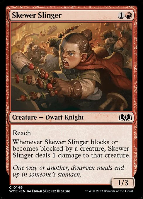 Skewer Slinger, carta Magic di tipo Creature — Dwarf Knight illustrata da Edgar Sánchez Hidalgo