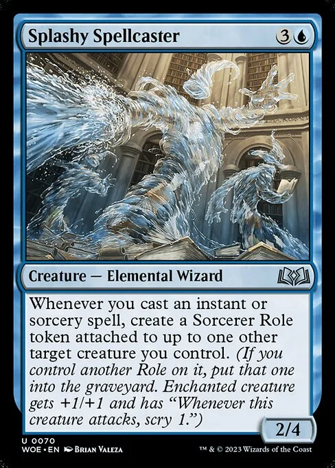 Splashy Spellcaster, carta Magic di tipo Creature — Elemental Wizard illustrata da Brian Valeza