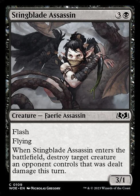 Stingblade Assassin, carta Magic di tipo Creature — Faerie Assassin illustrata da Nicholas Gregory
